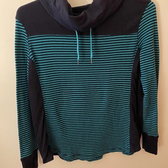 Striped Blue and Black Women's Top - Picture 2 of 10